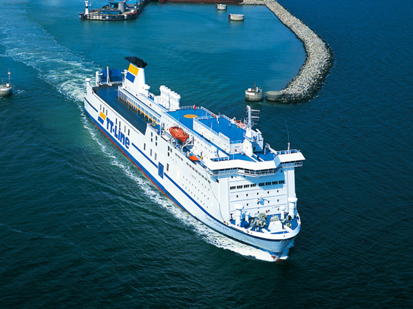 Die Tom Sawyer beim Auslaufen aus dem Kurischen Haff Tom Sawyer TT-Line Klaipeda