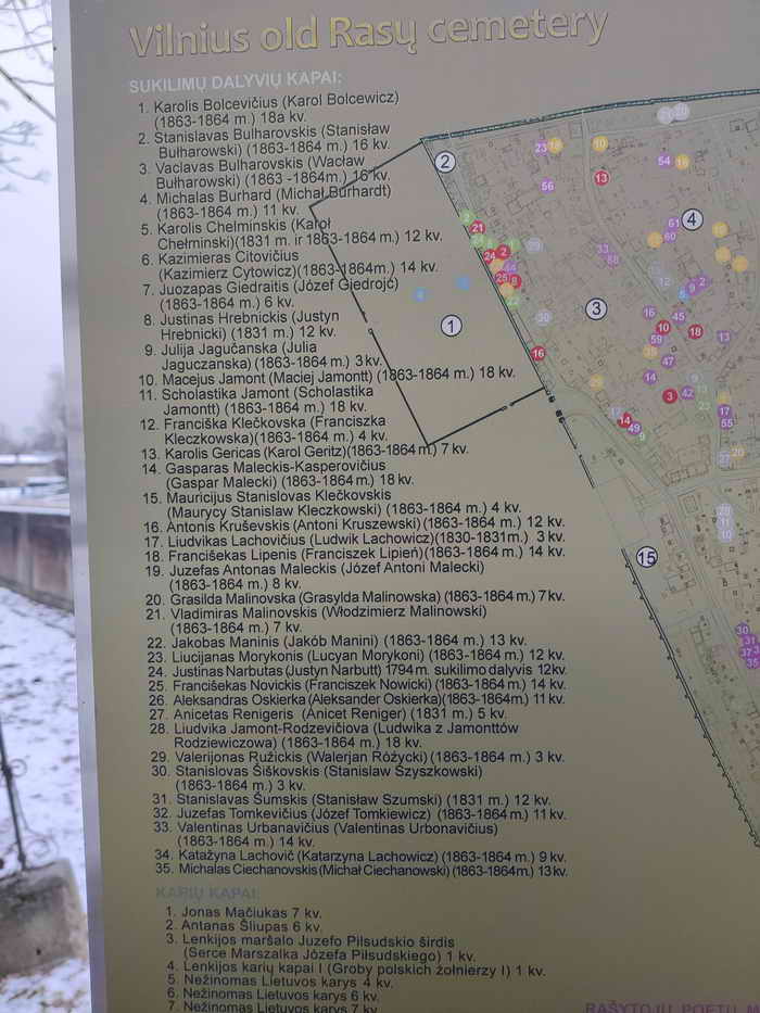 Karte der Gräber Rasos Friedhof Vilnius Rasos Friedhof Vilnius Tafel